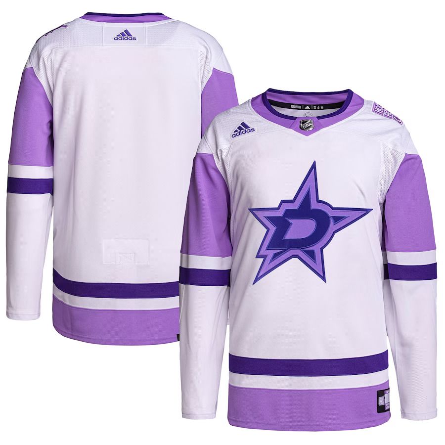 Men Dallas Stars adidas White Purple Hockey Fights Cancer Primegreen Authentic Blank Practice NHL Jersey->customized nhl jersey->Custom Jersey
